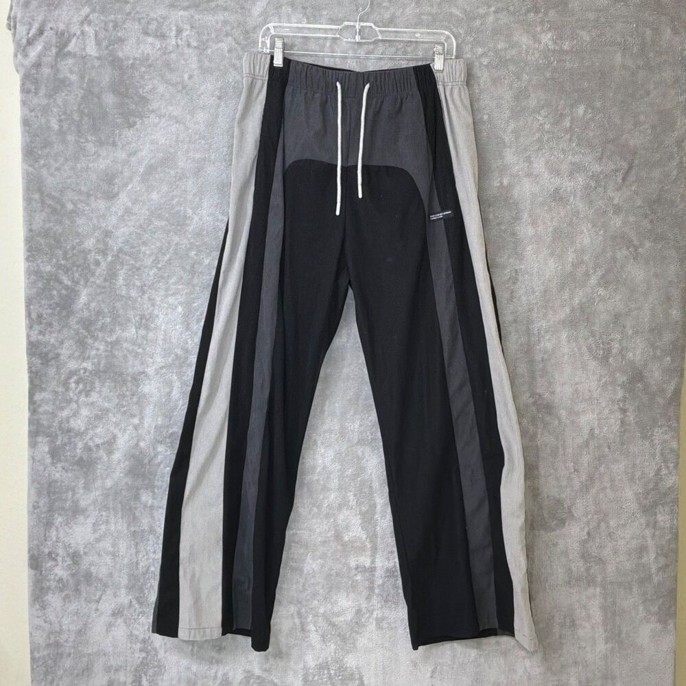 Patchwork Corduroy Draw String Pants Size L Color Block graphic text athleisure